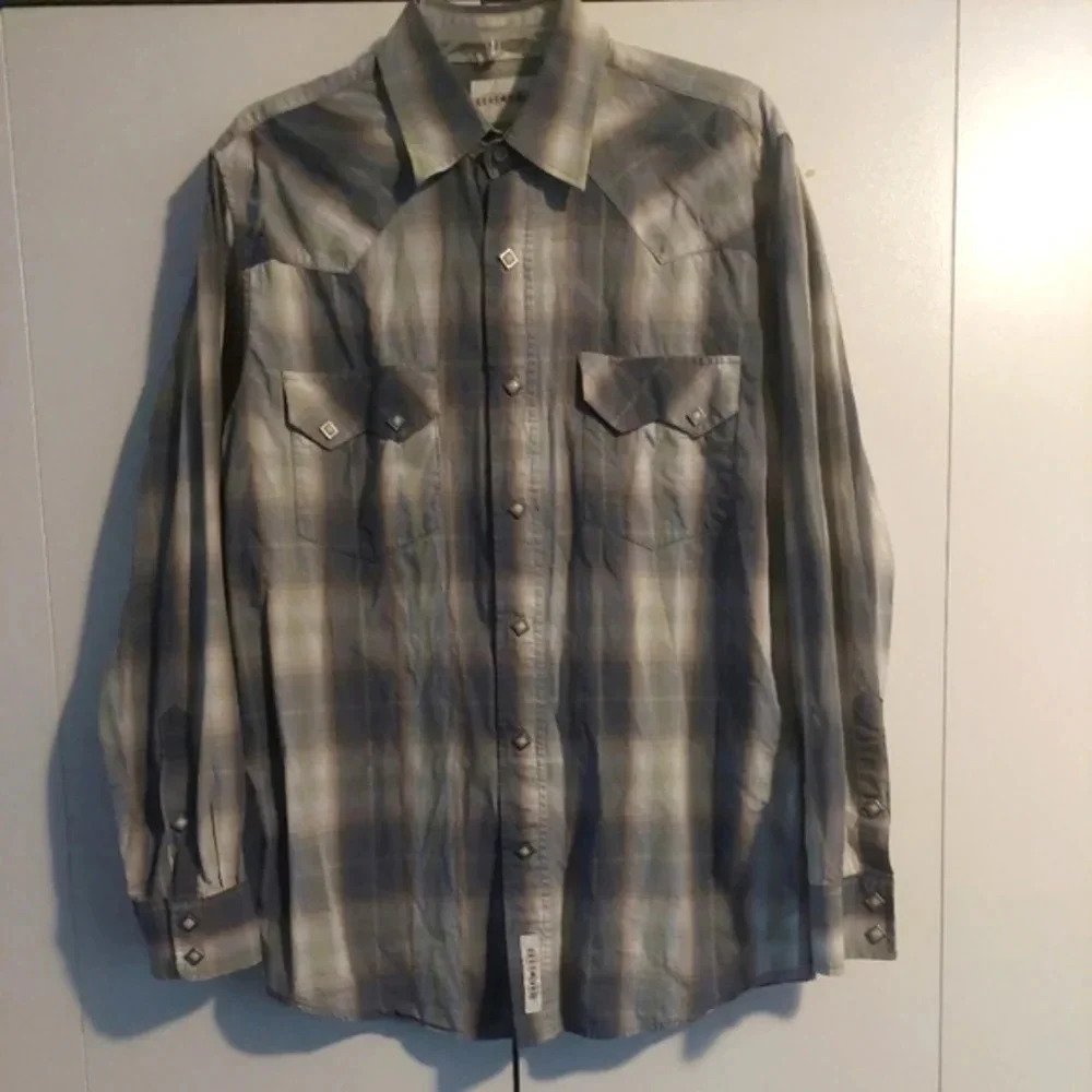 Cody James Western Wear pearl Snap Plaid Button Down Shirt Medium